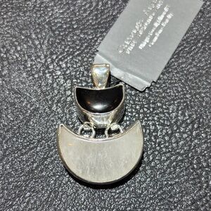 Sterling Silver Onyx and Quartz Pendant